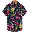 Men's Short Sleeve Hawaiian Shirt 3D Digital Skull Print Stretch Shirt Fashion Summer Beach Shirts