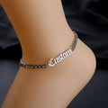 Stainless Steel Women Accessories  Old English Initial Charm Open Bracelet