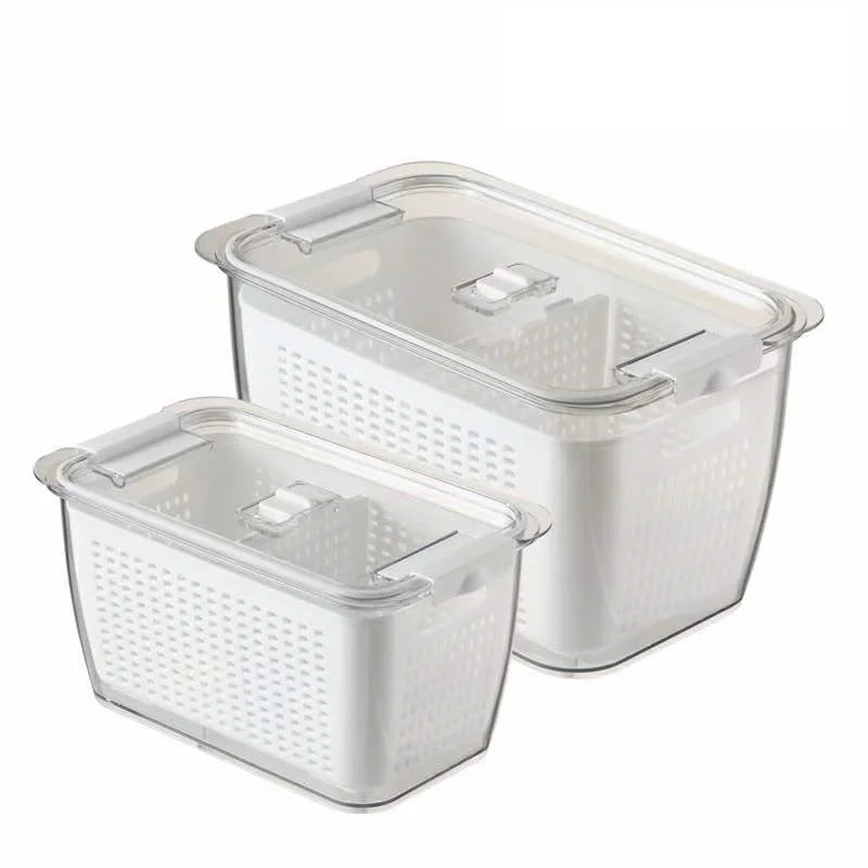 Double layer plastic vegetables and fruits wash kitchen sink drain basket