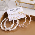 VKME Acrylic Pearl Stud Earrings Mixed Designs Crystal Pearl Hoop Earrings Set for Women Fashion Jewelry