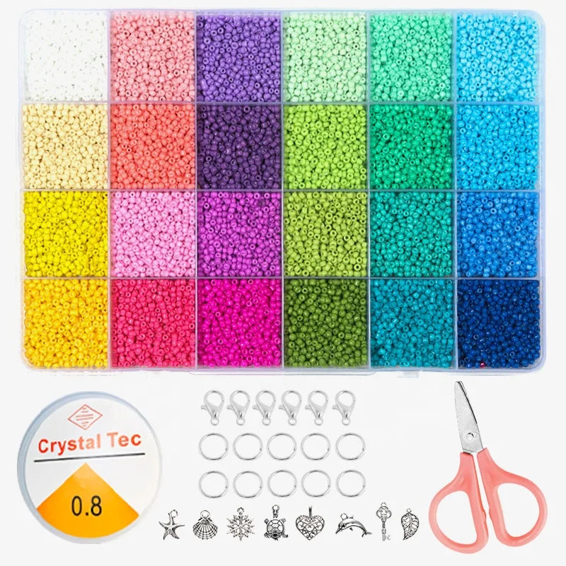 Wholesale 24 Grids Glass Seed Bead Sets 2mm Jewelry Making Kit for DIY Jewelry Bracelet Making