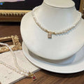 Two-Color Baroque Buckle Neck Chain 6-7MM Natural Freshwater Baroque Pearl Necklace Women's Pearl Jewelry