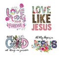 Factory Wholesale Custom Dtf Transfers Heat Transfer Sticker JESUS Designs Screen Print Transfer Iron on Vinyl Label for Tshirts