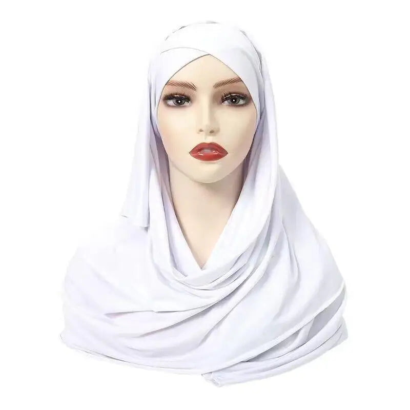 NisaModest Lightweight Long Soft Hijab Shawl Wrap Instant Jersey Hijab for Women Muslim Head Scarf Made of Stretch Polyester