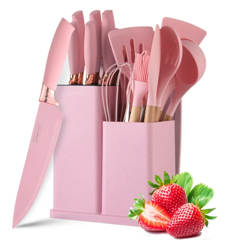 Hot Kitchen Knives & Accessories New Products 2025 Utensil and Knives Set of 19 Pcs with Holder Cutting Board