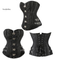 Plus Size Black Brown Retro Gothic Corset Shapewear Outfit Overbust Bustier Top Firm Control PU Leather Button Patch Metal Lock