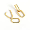 NEW INS 18K Gold Plated 925 Sterling Silver Chic Plain Big Double Oval Shape Hoop Earrings Fine Jewelry