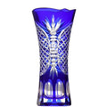 Blue Hand Carved Glass Vase Wasp-Waist Flower Vase Home Decoration Wholesale Hand Carved Glass Flower Vase