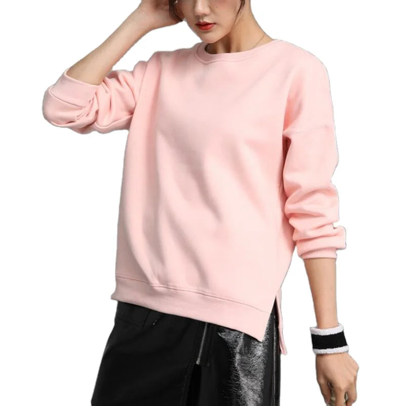 RNSHANGER Women Oversize Autumn Warm Sweatshirt Women Basic Tops  Pink Loose Vintage Pullovers Winter Sweatshirts