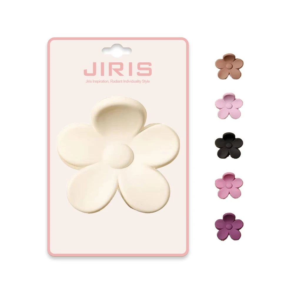 JIRIS 2022 Korean Winter Plastic Sweet Colorful Small Flower Matte Cute Hair Claw Clips for Girls Ladies