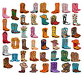 Large Collection Embroidered Iron on Cowboy Cowgirl  Boots  Patch for Clothing Hat Bag Decoration