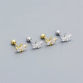 SP Mini Studs 18K Gold Plated S925 Sterling Silver Minimalist Zircon Flower Stud Earrings Screw Backs