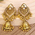 Vintage Ethnic Gold Plated Stud Earrings for Women Girls-Wedding Anniversary Party Jewelry