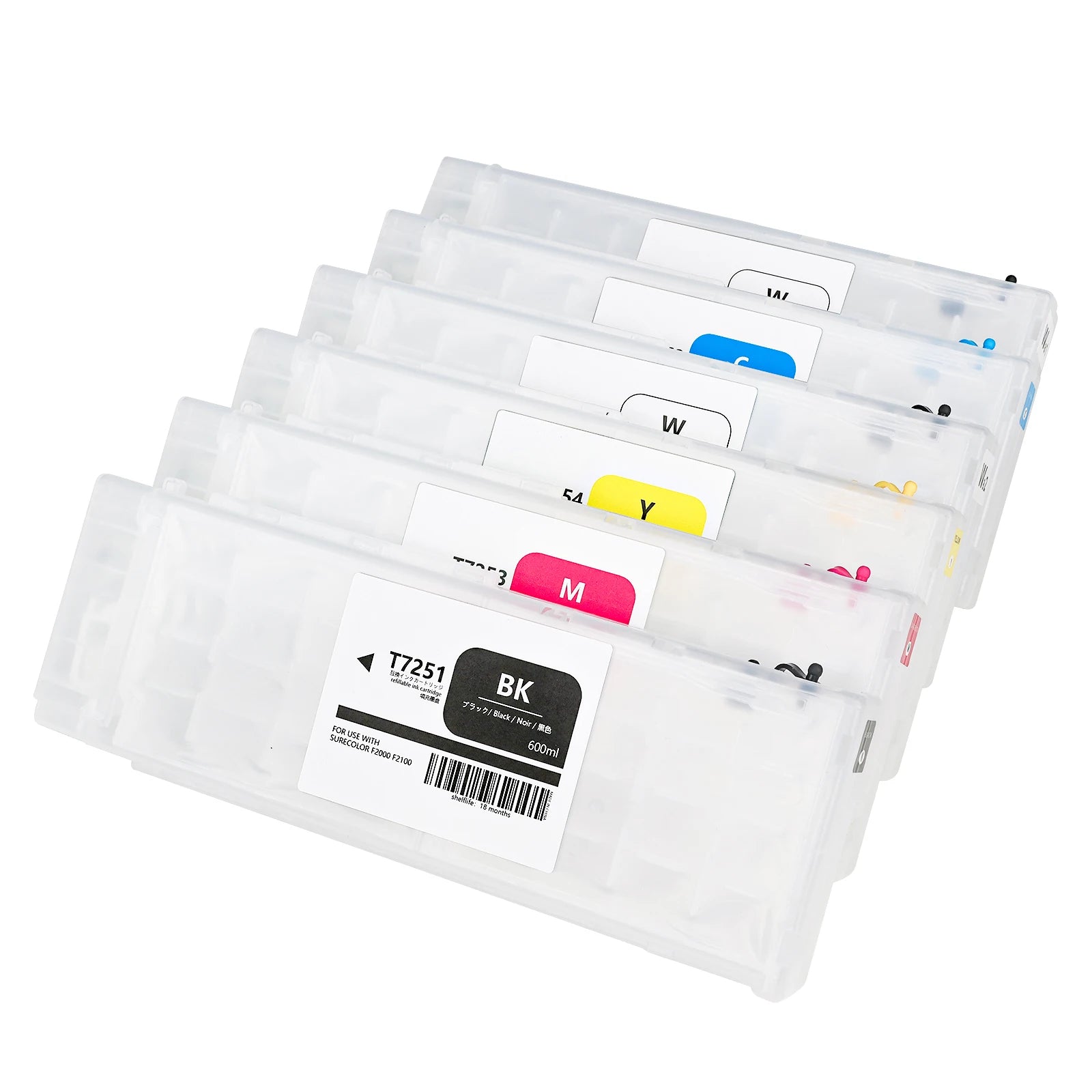 Stable 600ml Empty Refillable Ink Cartridge for Epson F2000 F2100  Printer T7251-T7254 T725A T725A
