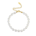RINNTIN GPB11 Fine Jewelry 925 Silver Bracelet 14K Gold Plated Natural Baroque Freshwater Pearls Bracelets for Women