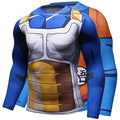 Digital Printed Japanese Anime Vegeta Goku Super Saiyan Long Sleeve Gym Fitness 3D Rash Guard Custom Cosplay T Shirt for Men