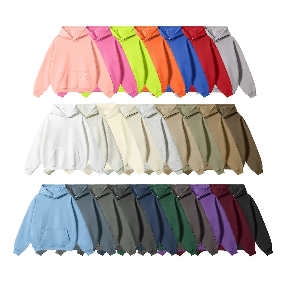 Rainbow Spray Heavyweight Loose Casual No Drawstring Mens Hoodies & Sweatshirts Street Style Custom Logo Fleece 345g Hoodies