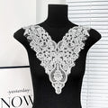 Wholesale White Embroidery Lace Collar Applique V-Neck Front Neckline Patch for European Bridal Gowns African Dresses