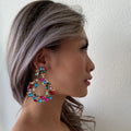 Kaimei Luxury Crystal Big Earrings for Women 2019 Circle Pendant Colorful Statement Earrings Large Rhinestone Earrings Jewelry MegaBDM