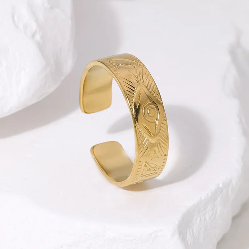 Beimai OEM Anillos Vintage Waterproof 18K Gold-plated Titanium Steel Open Women's Ring