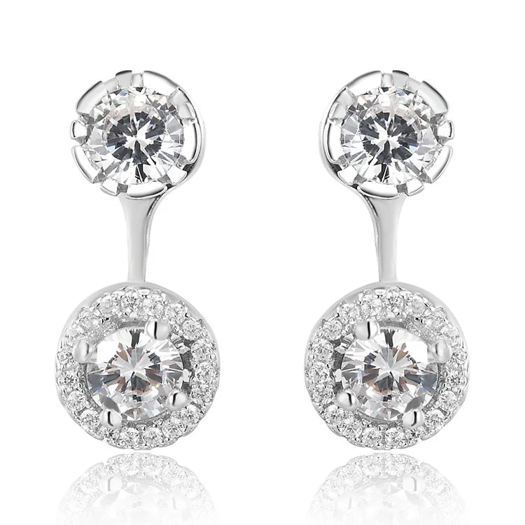 American Retro 925 Sterling Silver CC Earrings AAA Cubic Zirconia with Gold Plating for Weddings Parties and Gifts