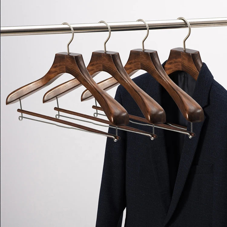 15 Days Fast Delivery Custom Logo Classic Wooden Coat Hangers Pant Bar Multifunctional Luxury Suit Hanger for Wardrobe Living