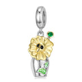 Flower Skull Skeleton Pendant Authentic 925 Sterling Silver Beads for Women Jewelry Charm Bracelet Gold Plated Bead Wholesale
