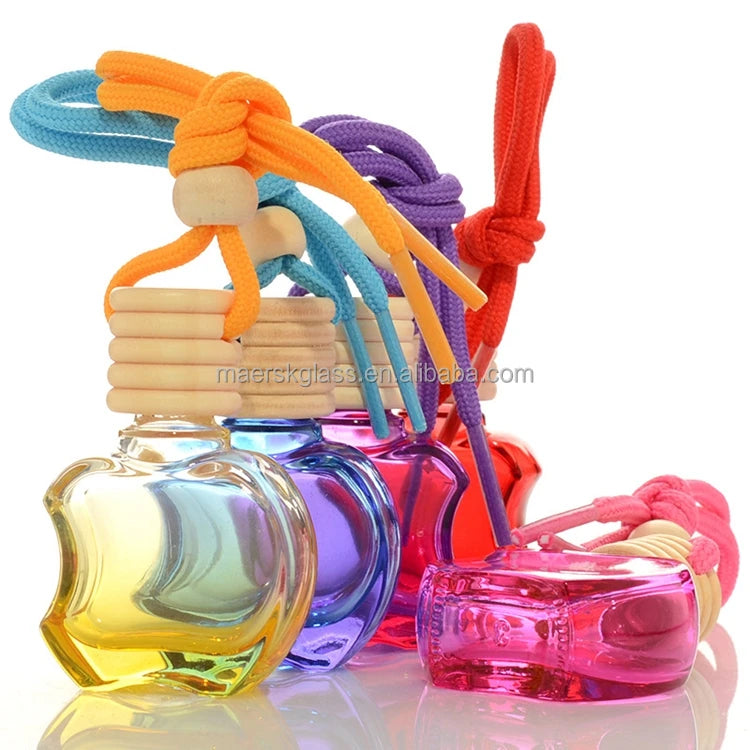 10ml Car Hanging Glass Perfume Bottle Wooden Cap Vehicle-used Diffuser Bottle Rope Hanging Car Mini Perfume Bottle