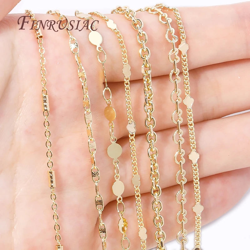 Trendy 14K Gold Plated Metal Spool Chains Wholesale Bulk DIY Jewelry Making Components for Necklace Bracelet