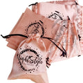 LOW MOQ Satin Bags Custom logo Drawstring Bag for Packaging Hair Extensions Bundles Wigs Soft Silk Bag with Drawstring