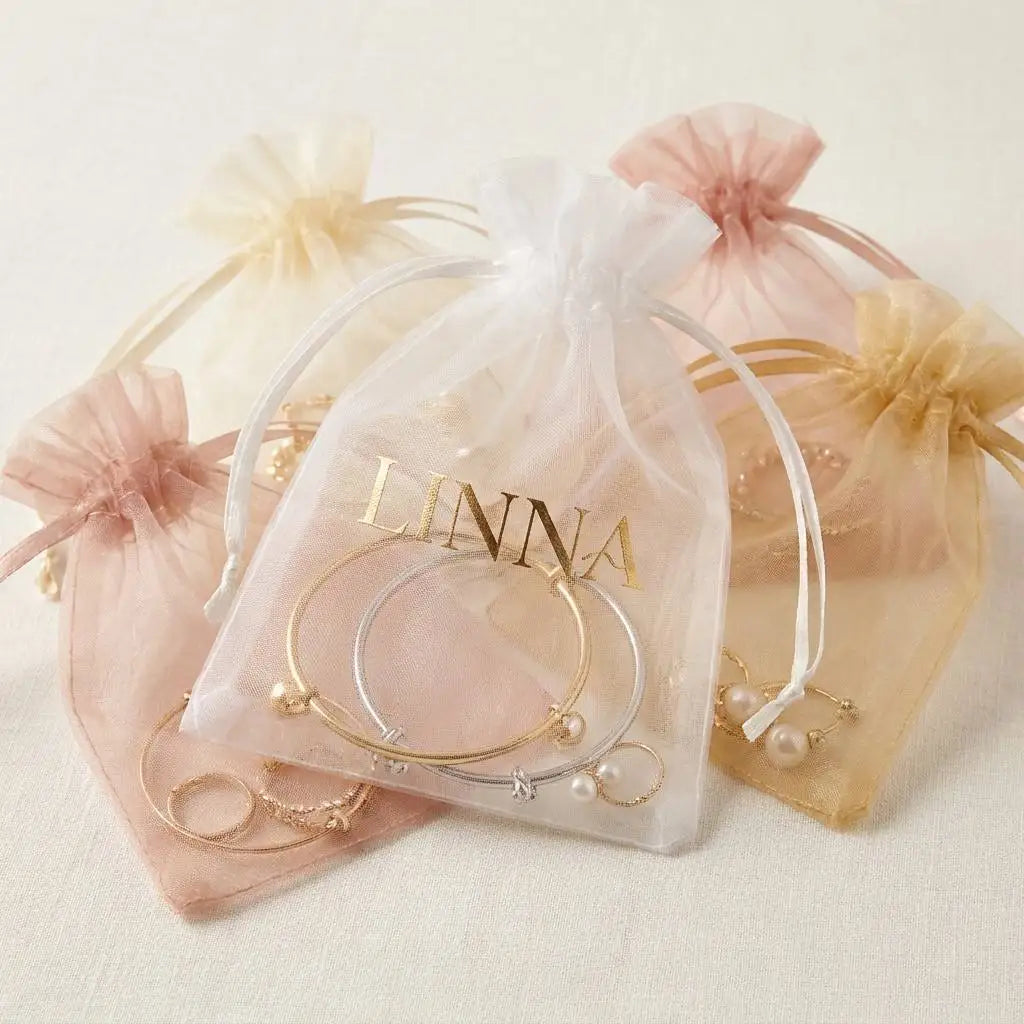 Custom Logo Transparent Organza Pouch Luxury Wedding Gift Bag Jewelry Packaging Drawstring Mesh Bag Wholesale From Factory