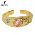Fine 18k Gold Colored Zircon Rings for Women 925 Sterling Silver Fashion Adjustable Gemstone Ring Custom Jewelry Wholesale