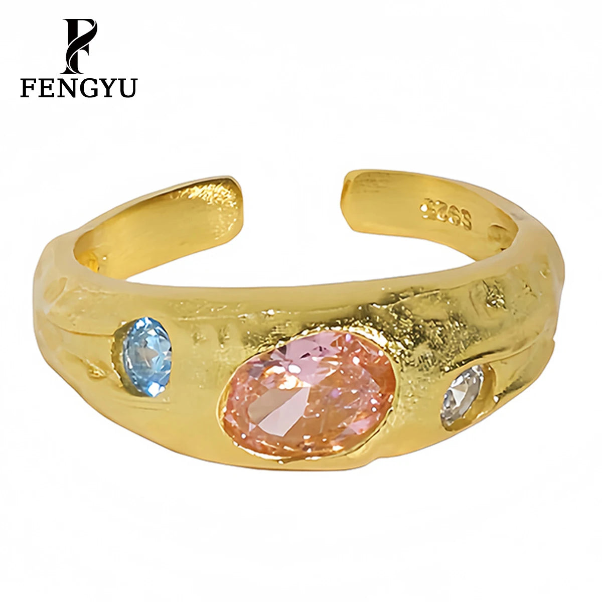 Fine 18k Gold Colored Zircon Rings for Women 925 Sterling Silver Fashion Adjustable Gemstone Ring Custom Jewelry Wholesale