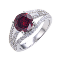 Abiding Wholesale Classic OEM Ring for Women Engagement Party Jewelry Rings Solitaire Bridal Set Natural Garnet Ring