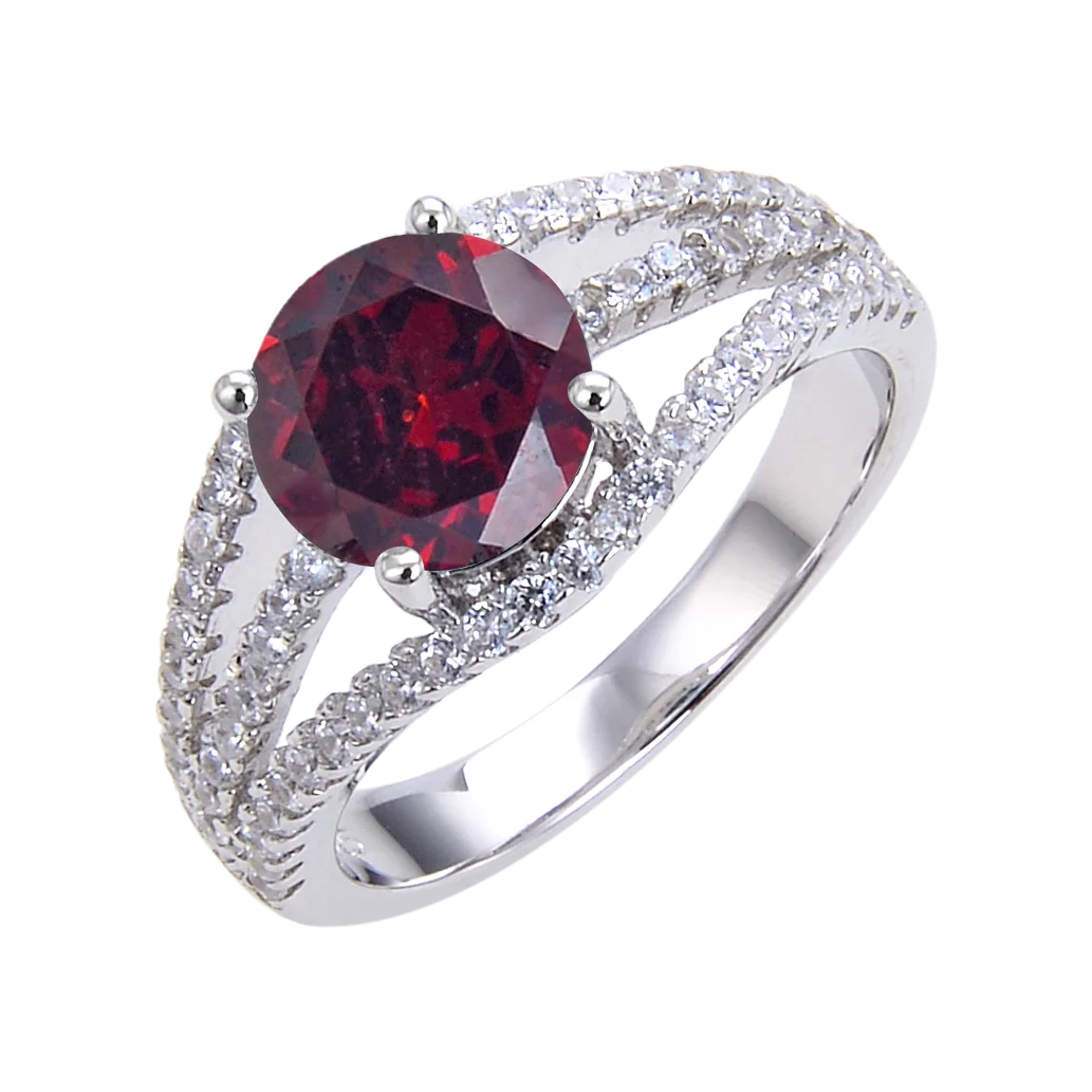 Abiding Wholesale Classic OEM Ring for Women Engagement Party Jewelry Rings Solitaire Bridal Set Natural Garnet Ring