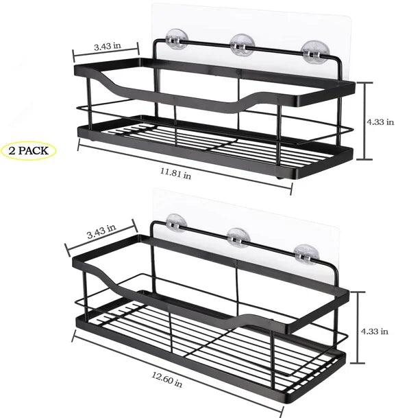 Modern Hotel Bathroom Adhesive Rustproof SUS304 Stainless Steel 2-pack Mesh Organizer Storage Rack