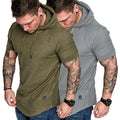 Mens Cool Hoodies Pullover Hooded T Shirt Athletic Wear Sports Streetwear Running Top Summer Sweatshirt Short Sleeve Hoodie