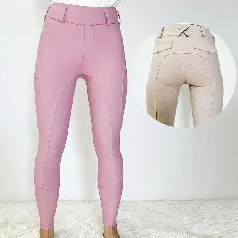 Fashion 2 Colors Girls Riding Breeches Pants Silicone Equestrian Breathable Kids Horse Riding Leggings With Pocket