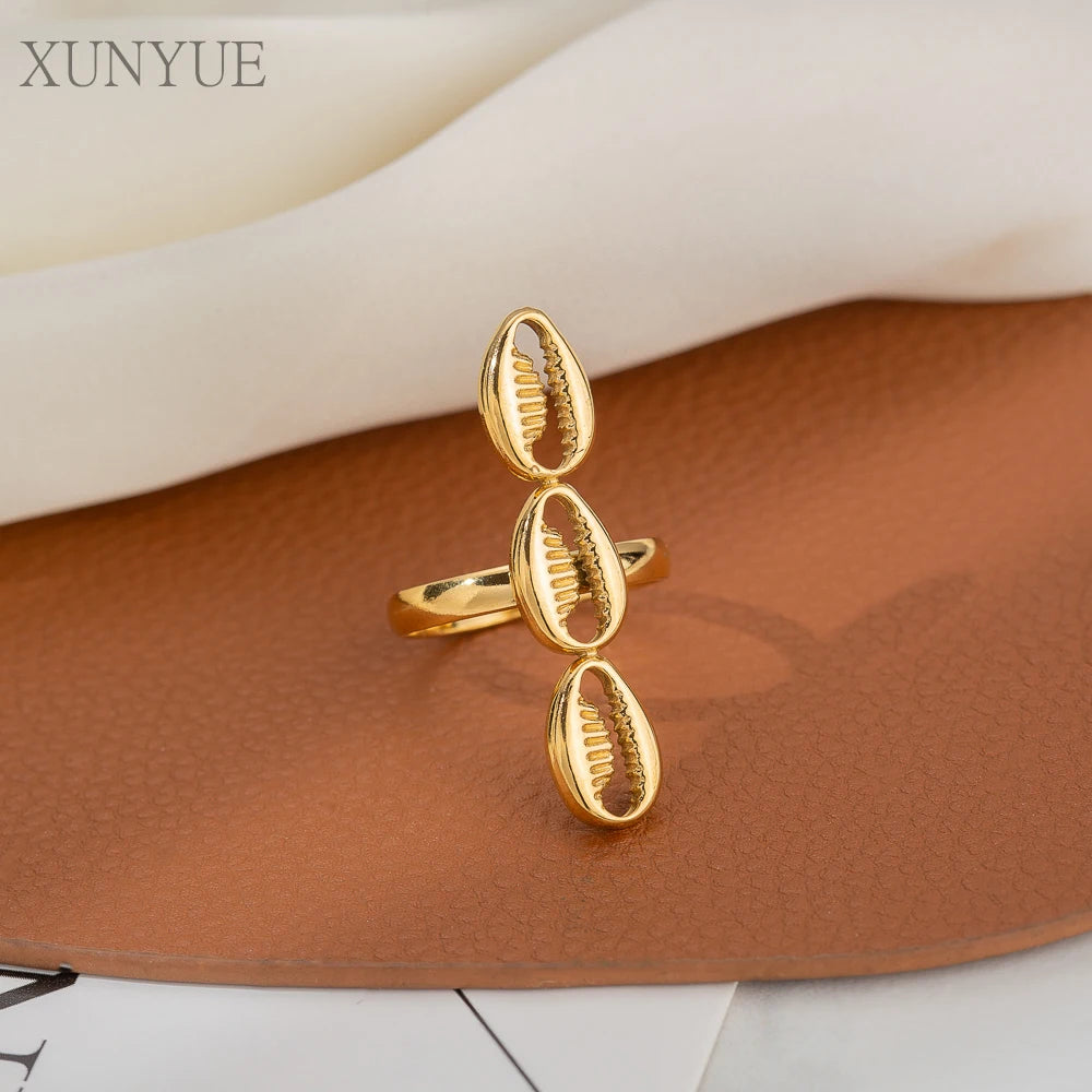 Fashion Stainless Steel Non-Fading Shell Ring Waterproof Ring 18k Gold Silver Plated Female Male Titanium Cross Ring