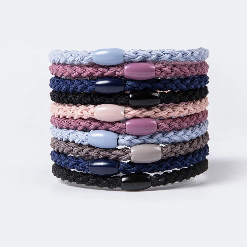 Factory Wholesale Elastic Hair Ties With Bead No Metal Gentle Secure Hold Ponytail Holders No Damage Snagging Braided Hair Band