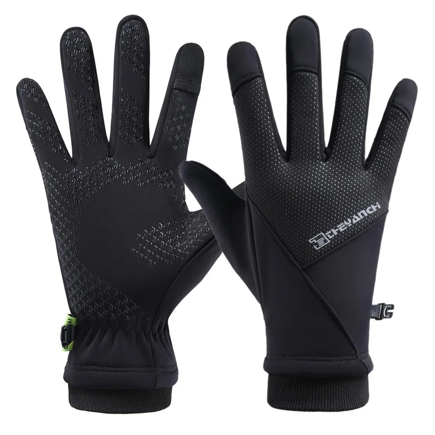 Thicken Winter Gloves Waterproof PU Anti-Slip Warm Bicycle Cycling Gloves for Men Women