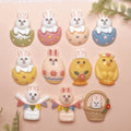 Easter Themed Resin Flatback Cabochons 100Pcs Lovely Cartoon Egg Rabbit Resin Embellishments For Phone Case Holiday Party Decor