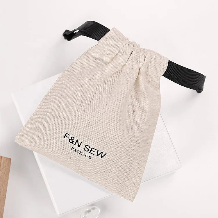Canvas Cotton Luxury Dust Bag for Jewellery Calico Packaging Drawstring Pouch Bags Chuanghua Custom 3x4inch Jewelry 100 Pieces