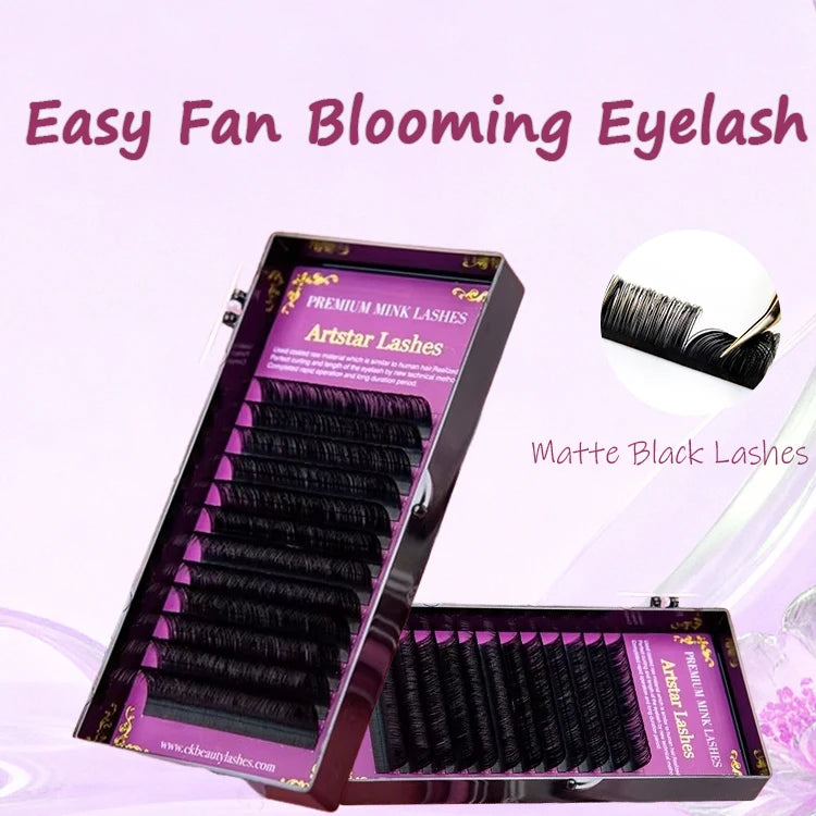 Custom Private Label Easy Fanning Eyelash Extension Supply 8-20mm Perfect Easy Fan Blooming Eyelash