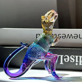 Animal Dinosaur Eco-Friendly Hexagon Crystal Glass Sculpture Fairy Theme Etched Silk Screen Printed Carved Model Souvenir