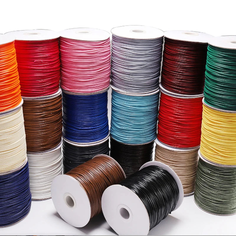 Chinese Eco-friendly 4mm Wide in Stock Colored 100% Polyester Waxed Cord String on Roll for Jewelry Making