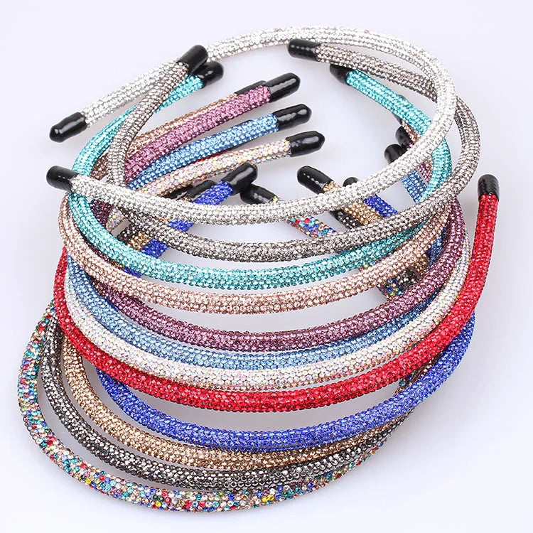Full Diamonds Fashion Hairband With Rhinestone New Baroque Style Women Slim Thin Headband