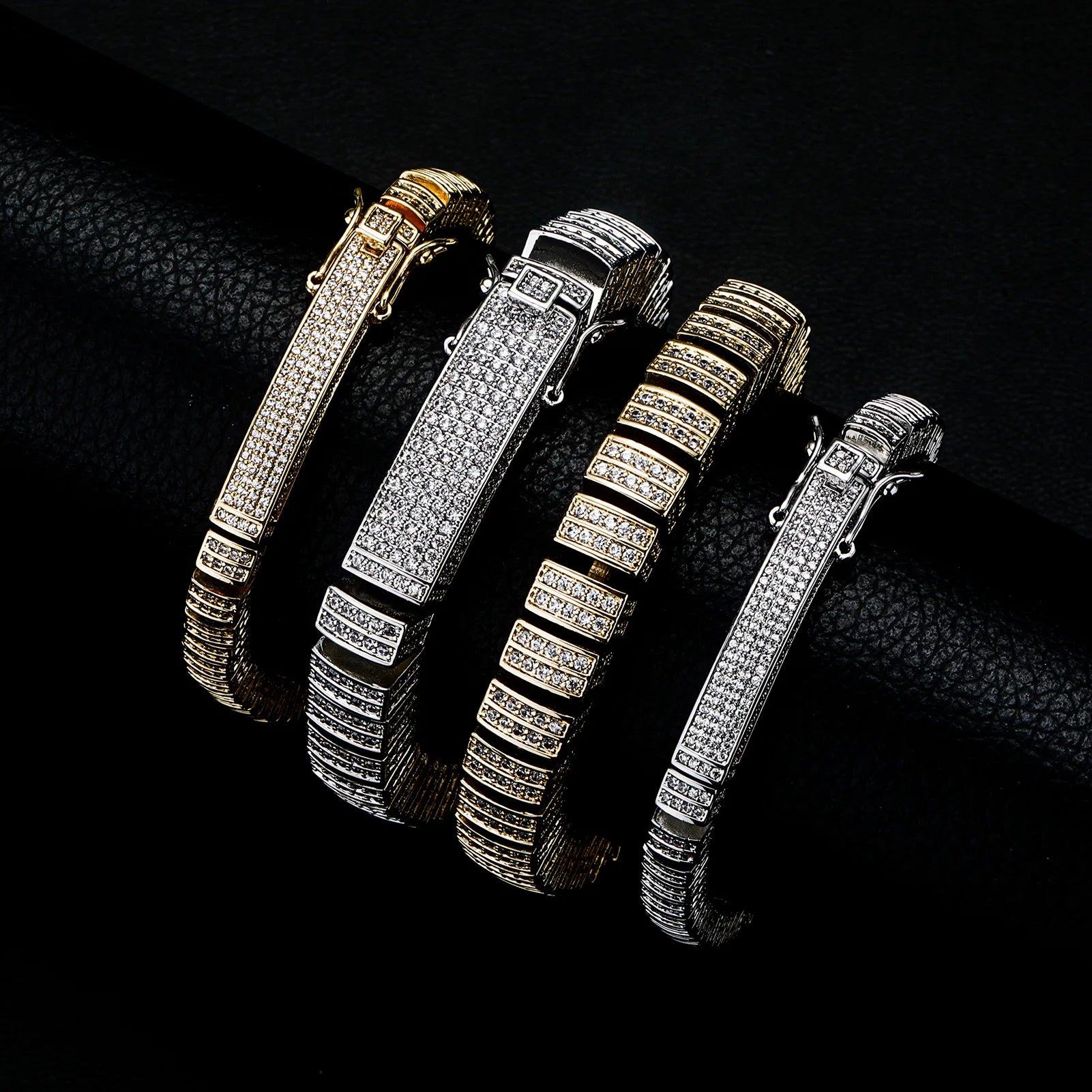 Japanese and Korean Minimalist Fashion Light Luxury Densely Inlaid with Zircon Hip-hop Men's Bracelet Accessories