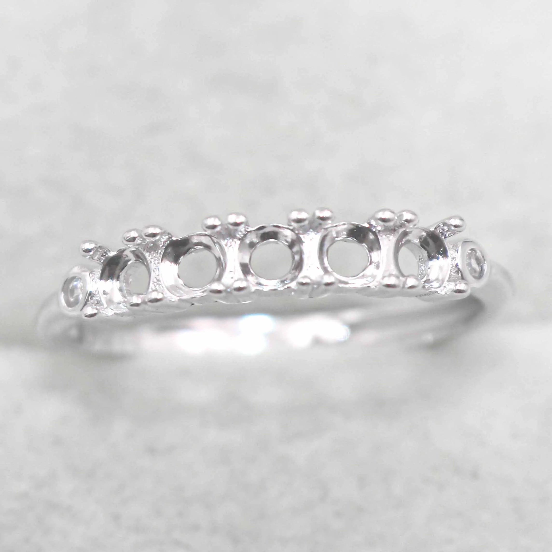 Sterling Silver 3*3mm Semi Mount Ring Empty Frame Blank Support Claw Setting S925 Base Holder Without Center Stone for Inlay DIY