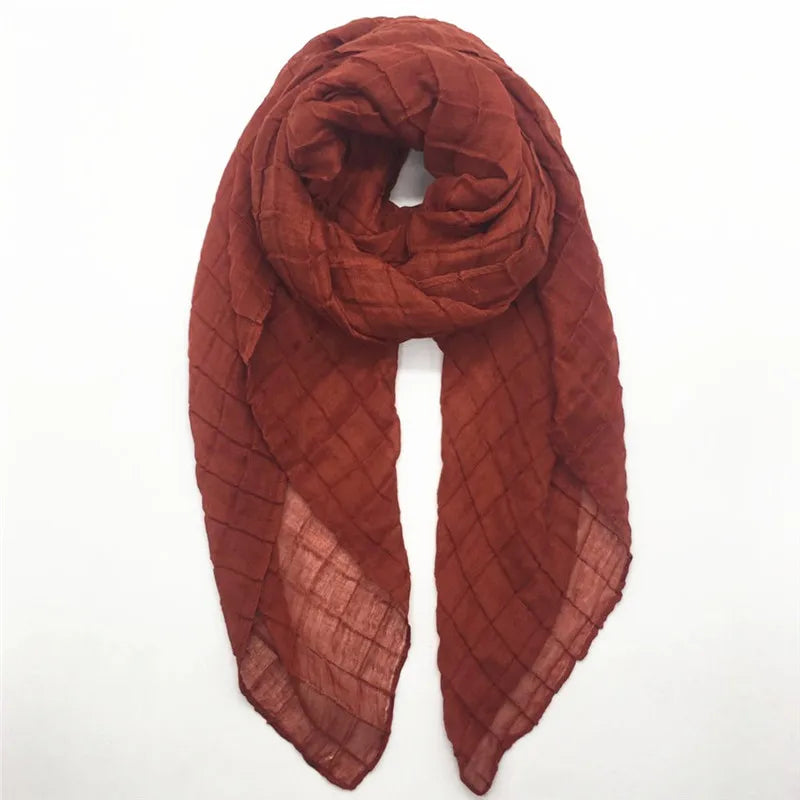 Crinkle Viscose Hijab Wrinkle Scarf Shawl for Muslim Women Scarves Ladies Shawls Crepe Cotton